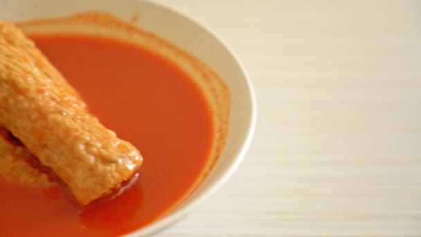 Omuk Korean Fish Cake Skewer Korean Spicy Soup Korean Street — 비디오