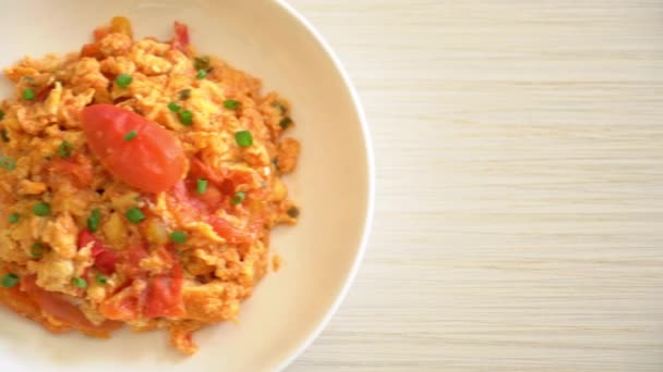 Stir Fried Tomatoes Egg Scrambled Eggs Tomatoes Healthy Food Style — ストック動画