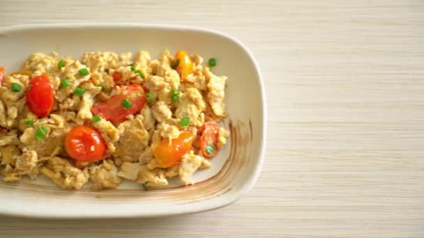 Stir Fried Tomatoes Egg Scrambled Eggs Tomatoes Healthy Food Style — ストック動画