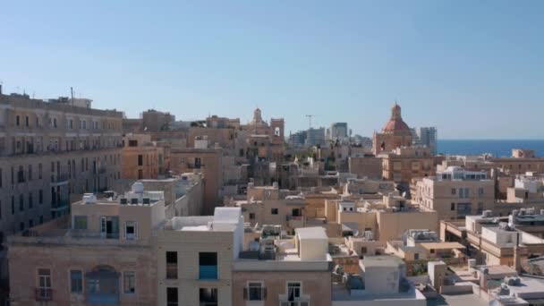 Drone Volando Sobre Ciudad Valletta Malta Volando — Vídeos de Stock