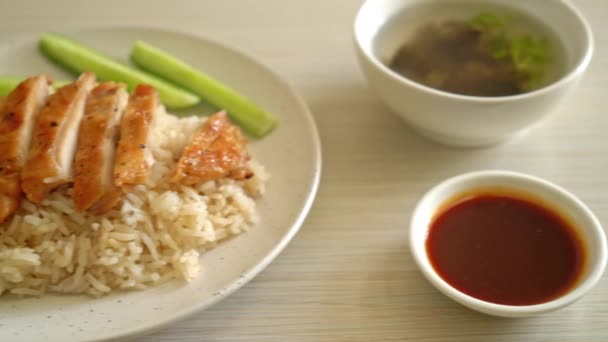 Grilled Chicken Steamed Rice Hainan Style — Stockvideo