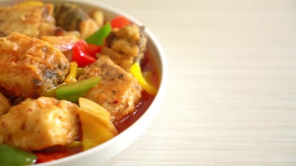 Fish Stew Tomato Pepper Plate — Stok video