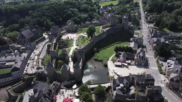 Fransa Daki Ille Vilaine Fougres Kalesinin Surları Hendeği Üzerindeki Hava — Stok video