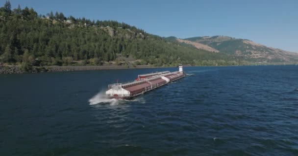 Antena Drona Barki Płynącej Dół Wąwozu Columbia River Postrzelony Mavic — Wideo stockowe