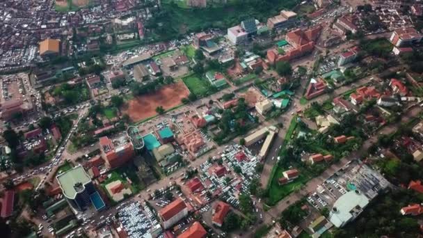 Bird Eye View Kampala Hoofdstad Van Oeganda Luchtfoto Drone — Stockvideo