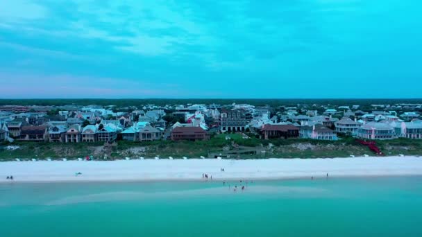 Drone Vista Levantando Tiro Sobre Golfo México Olhando Para Praia — Vídeo de Stock