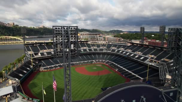 Increíble Antena Pnc Park Pittsburgh Hermoso Estadio Béisbol — Vídeos de Stock