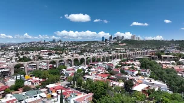 Adelantar Shot Unique Los Arcos Acueducto Querétaro City México — Vídeo de stock