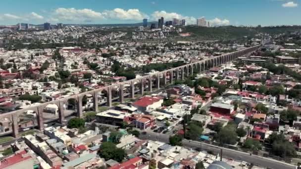 Hyper Lapse Shot Queretaro Aqueduct Historic Landmark City Mexico — 비디오