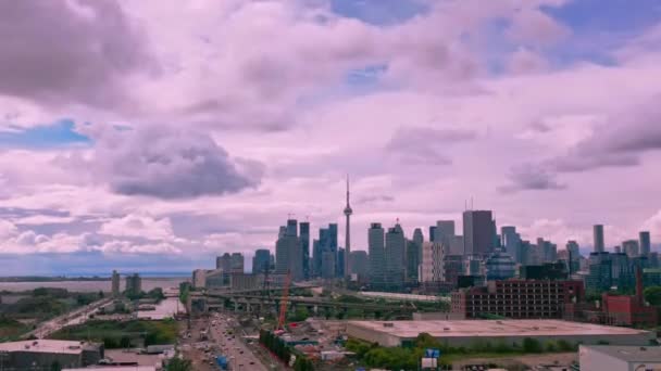 Avion Toronto Ontario Canada Skyline Timelapse Avec Nuages — Video