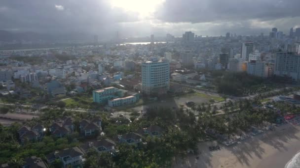 Luchtfoto Van Lange Witte Zand Stretch Khe Bac Non Nuoc — Stockvideo