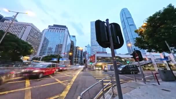 Twilight Night Motion Time Lapse Chaotic Traffic Connaught Road Central — Stock video