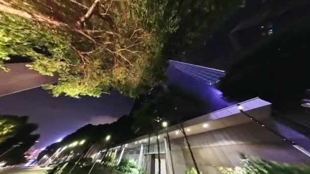 Nächtlicher Hyperlapse Enthüllt Ikonischen Komplex Der Zentralregierung Hongkong — Stockvideo