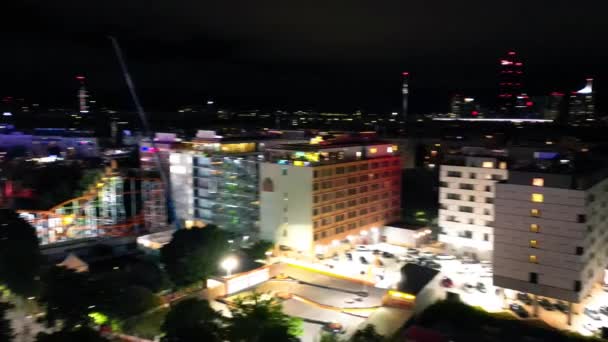 Vista Aérea Nocturna Del Parque Prater Viena Austria — Vídeo de stock