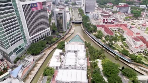 Antenne Jamek Moschee Kuala Lumpur Malaysia — Stockvideo