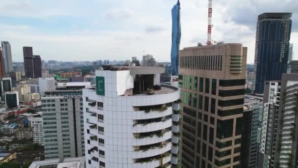 City Kuala Lumpur Malaysia Drone Rising Revealing Merdeka Tower — Stock Video