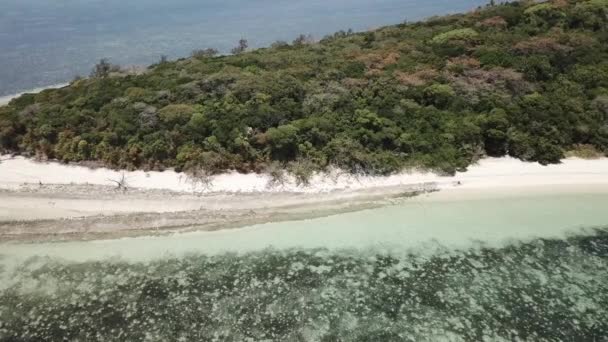 Drone Aereo Sopra Piccola Isola Tropicale Con Acqua Cristallina Blu — Video Stock