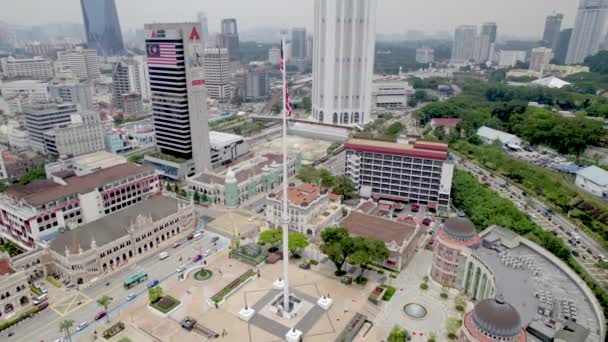 Drone Tirado Bela Praça Merdeka Kuala Lumpur Bandeira União Foi — Vídeo de Stock