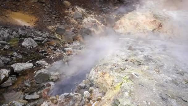 アイスランドのクリスヴィク地熱自然形成のパノラマビュー — ストック動画