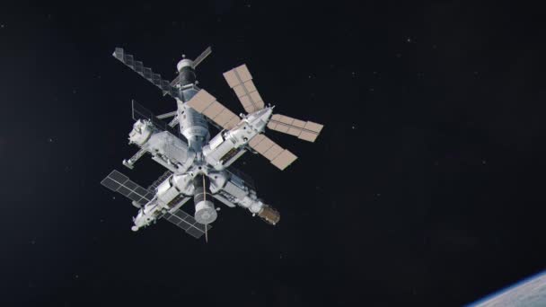 Estación Espacial Mir Estableciendo Tiro — Vídeos de Stock