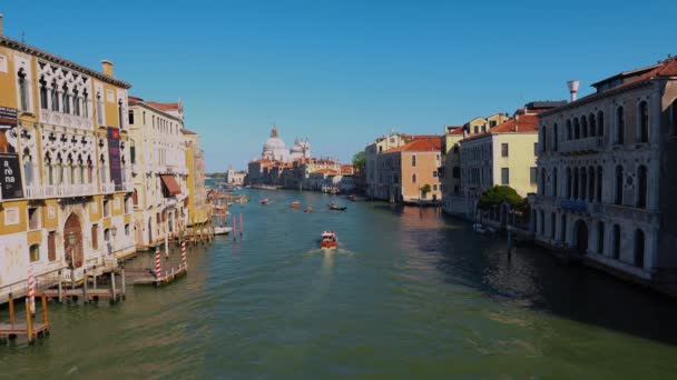 Grande Canal Canale Grande Veneza Itália Com Barco Gôndola Casas — Vídeo de Stock
