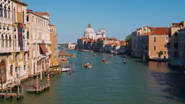 Канале Гранде Великий Канал Венеції Італія Човнами Гондолами Старими Будинками — стокове відео
