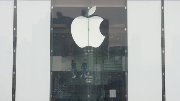 Chinese Shoppers Seen American Technology Brand Company Apple Official Store — Stock Video