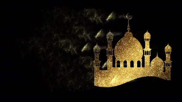 Eid Adha Mubarak Ikona Dekorace Zlatými Částicemi Efekt Pohybu Grafická — Stock video