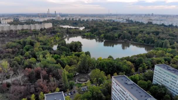 Ior Park Aerial View Sunsest Bucareste Roménia — Vídeo de Stock