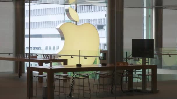 Μια Άποψη Της Αμερικανικής Εταιρείας Τεχνολογίας Apple Επίσημο Κατάστημα Στο — Αρχείο Βίντεο