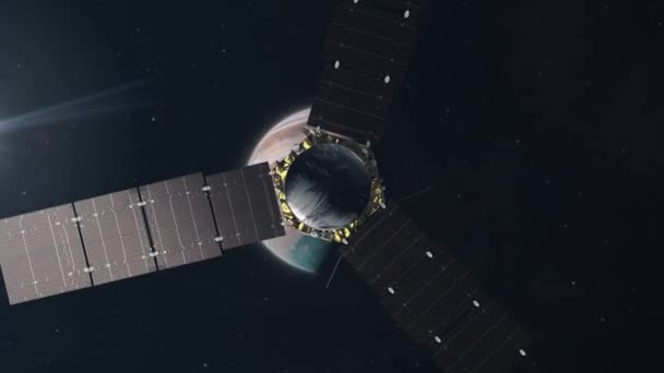 Juno Space Probe Πλησιάζοντας Αέριο Γίγαντας Του Δία — Αρχείο Βίντεο