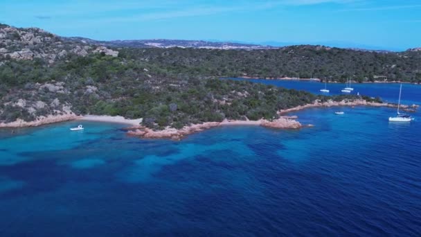 Isla Exótica Costera Stagnali Isola Caprera Italia Aérea — Vídeos de Stock