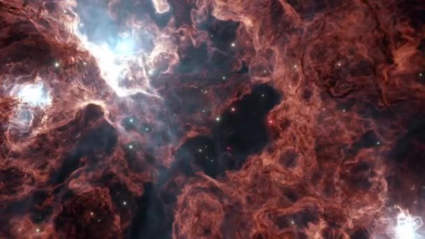 Hermosa Nebulosa Gaseosa Roja Marrón Espacio Profundo — Vídeo de stock