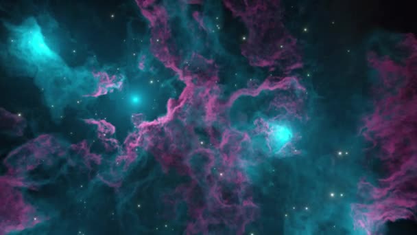 深空美丽的绿色紫色气体星云 — 图库视频影像