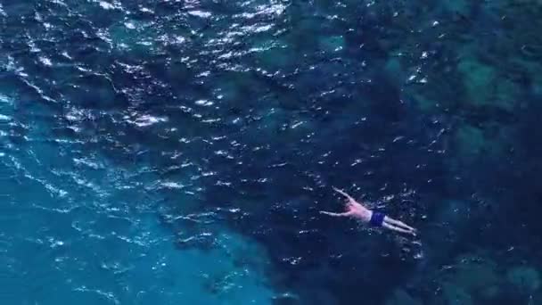 Frissítő Úszás Cala Coticcio Caprera Szardínia Korallzátonyvizein — Stock videók