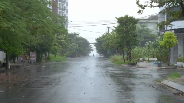 ベトナム ダナン市の住宅街で強い風と大雨 Noru Typhoonの直前 — ストック動画