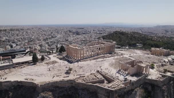 Restos Arqueológicos Acrópolis Atenas Antigua Ciudadela Situada Afloramiento Rocoso Sobre — Vídeos de Stock
