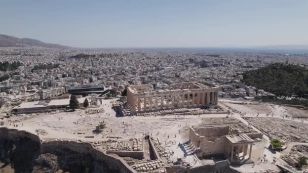 Luftbogen Über Der Touristischen Akropolis Mit Blick Auf Athen Griechenland — Stockvideo