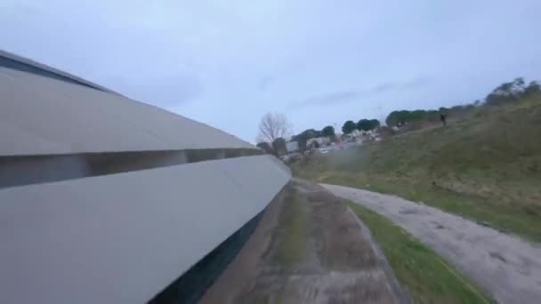 Fpv Drone Shot Architectural Building France — Stock Video
