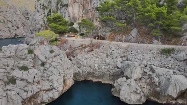 Dron Vystřelil Spirálovitě Zátoce Calobra Mallorca Španělsko Během Jara — Stock video
