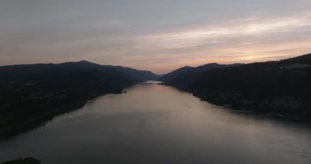 Antena Drona Columbia River Gorge Zachodzie Słońca Postrzelony Mavic Cine — Wideo stockowe