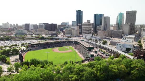 Bellissimo Drone Colpo Partita Baseball Nel Centro Winnipeg Canada — Video Stock