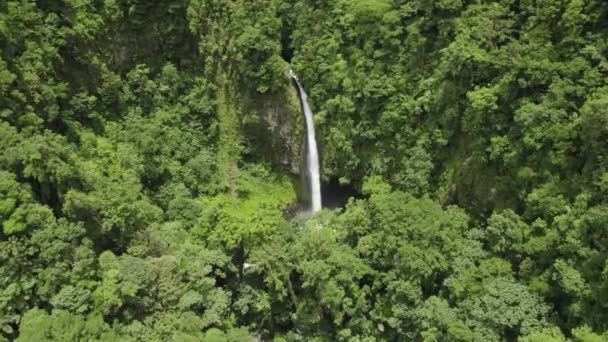 在哥斯达黎加从上到下揭示Catara Fortuna的无人机镜头 — 图库视频影像