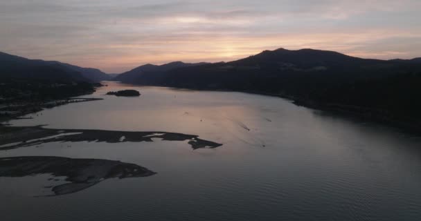 Drone Aéreo Columbia River Gorge Atardecer Grabado Mavic Cine Fps — Vídeos de Stock