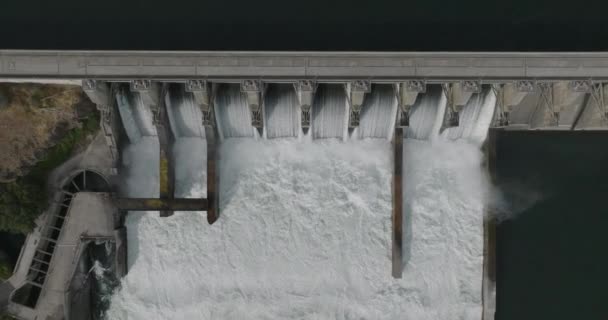 Aereo Drone Una Diga Idroelettrica Lungo Fiume Columbia Sparato Mavic — Video Stock