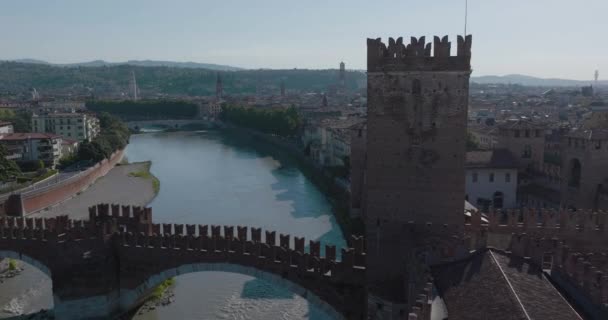 Aerial Shots Drone Mavic Cine Verona Italy Summer Morning Historical — Stock Video