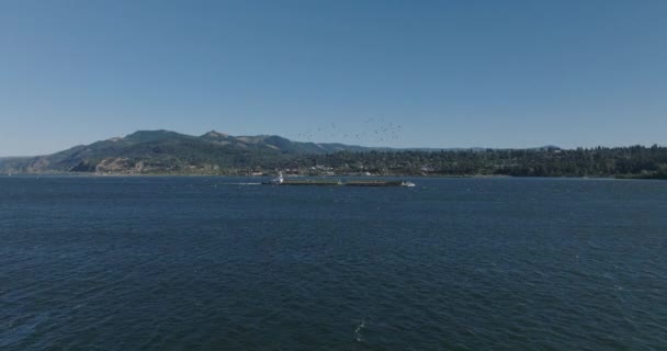 Antena Drona Barki Płynącej Dół Wąwozu Columbia River Postrzelony Mavic — Wideo stockowe