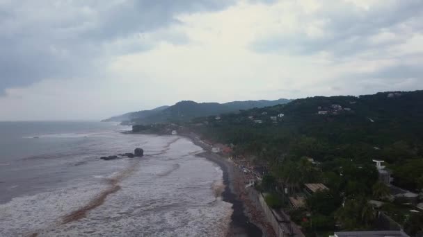 Popular Surf Spot Tunco Beach Salvador Overcast Cloudy Day Aerial — 비디오