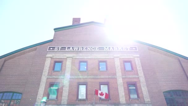 Pan Lawrence Market Toronto Front Entrance — Stock Video
