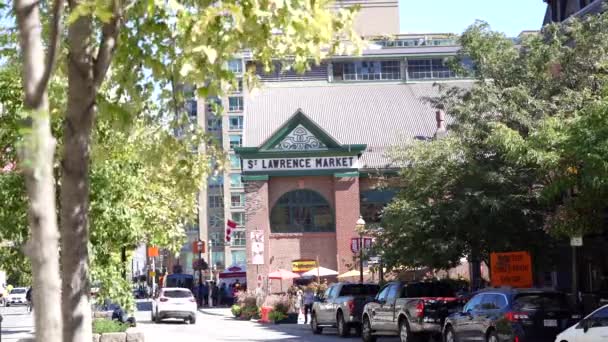 Lawrence Market Toronto Tiro Largo Com Front Street — Vídeo de Stock